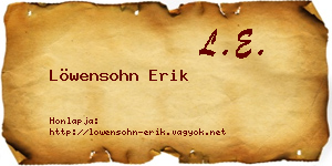 Löwensohn Erik névjegykártya